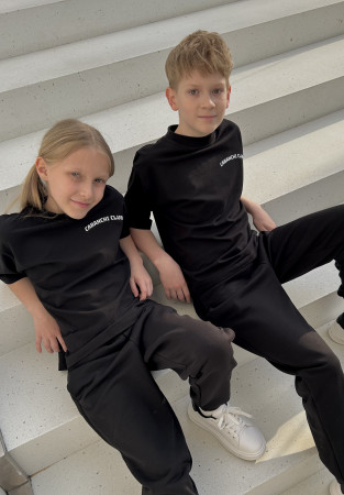 Children's black oversize "CABANCHI CLUB" T-shirt